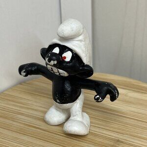 Vintage Smurfs Angry Smurf Black Teeth Figure Peyo Figurine‎ red eye 20007